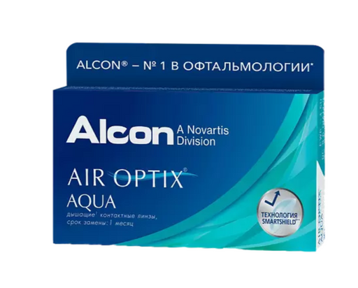 Alcon Air Optix aqua контактные линзы плановой замены, BC=8.6 d=14.2, D(-2.25), 6 шт.